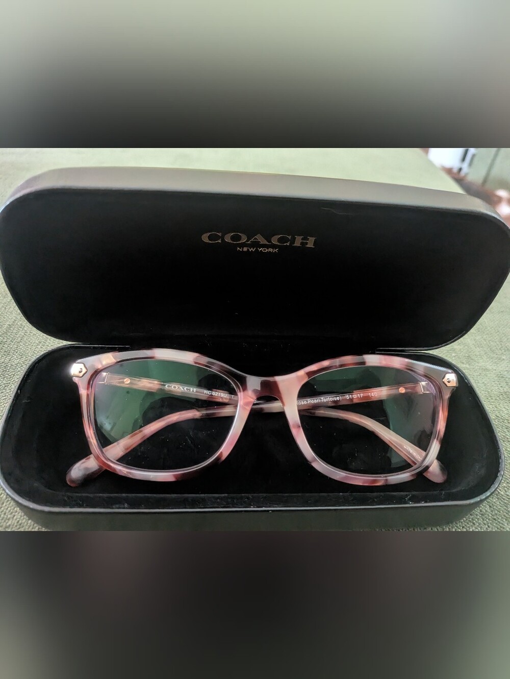 Coach HC6219U 5528 Eyeglasse Rose Pearl  Tortoise Full Rim Rectangle Shape  Case